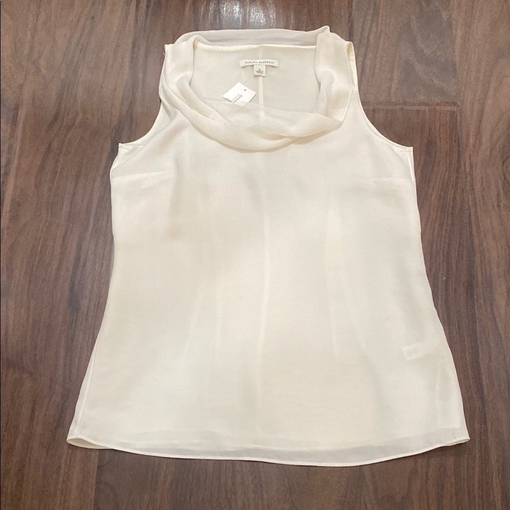 Banana Republic Cream Tank Top with Sheer Flowing Neck